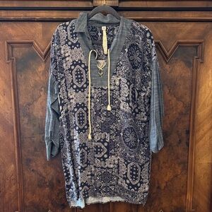 Uncle Frank Denin and Navy Paisley Patterned Shirt